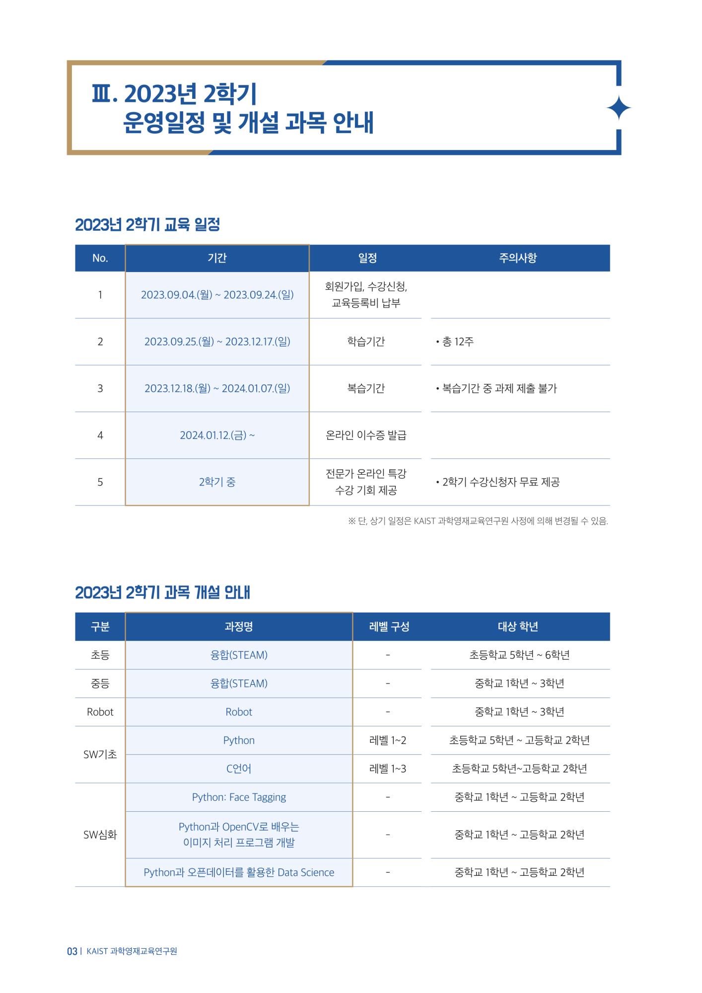 붙임1_2023년 2학기 KAIST 사이버영재교육_모집요강(기간연장)_4