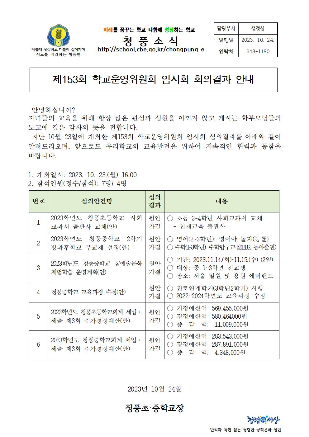 가정통신문(제153회 심의결과)001