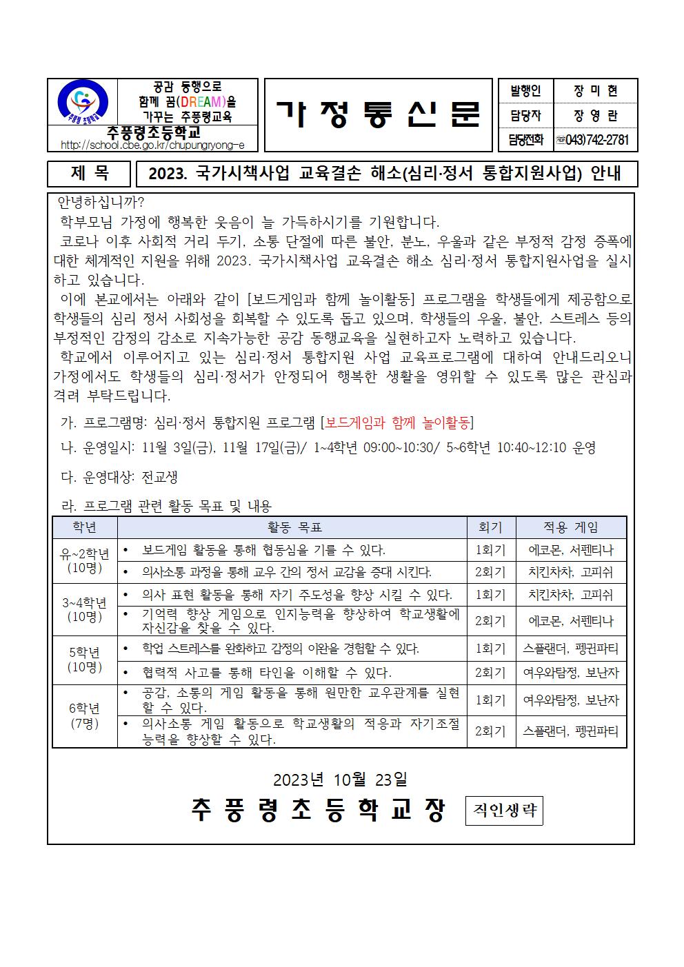 2023. 국가시책사업 교육결손 해소 [심리정서 통합지원 사업] 안내001