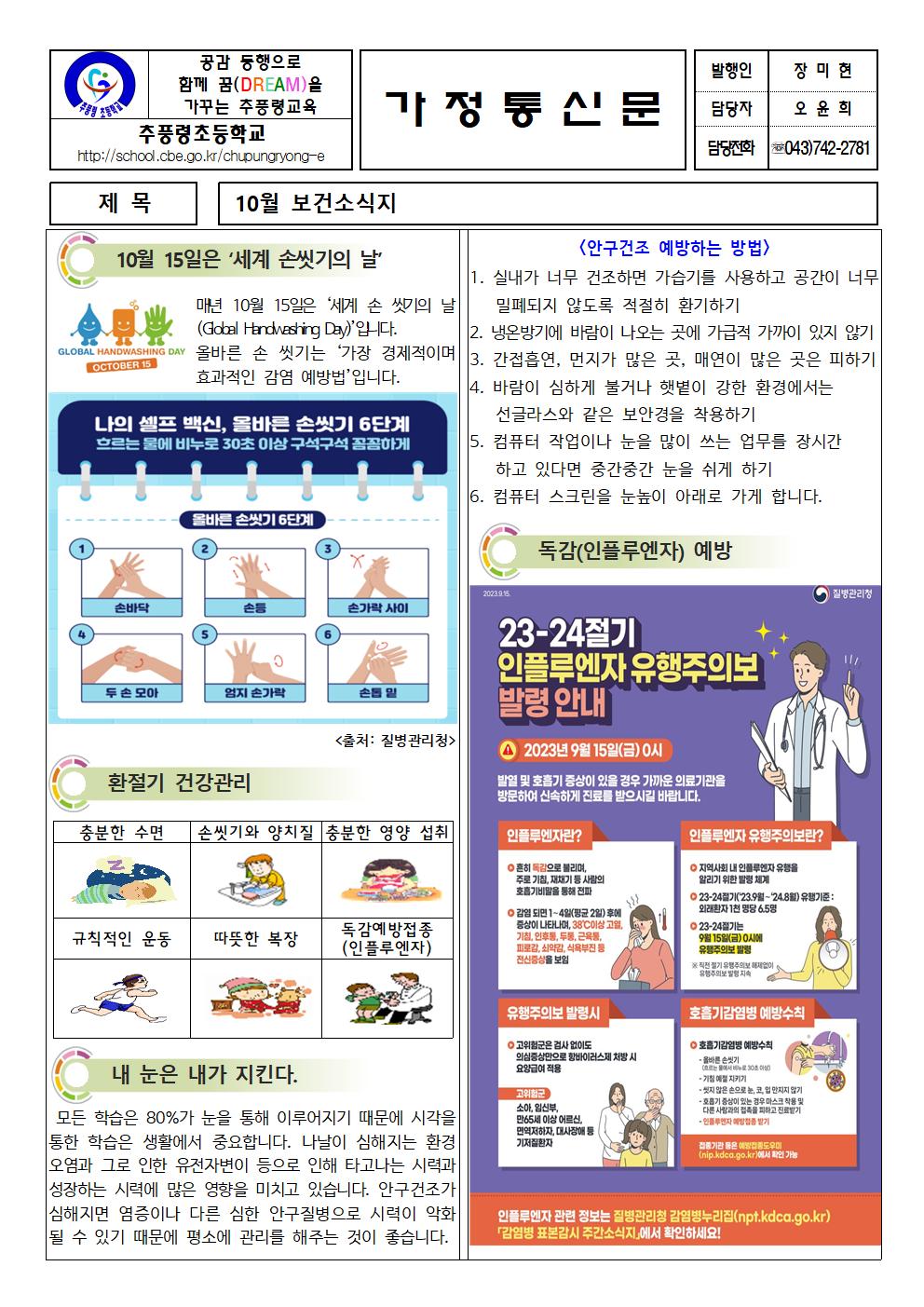 2023. 10월 보건소식지_추풍령초001