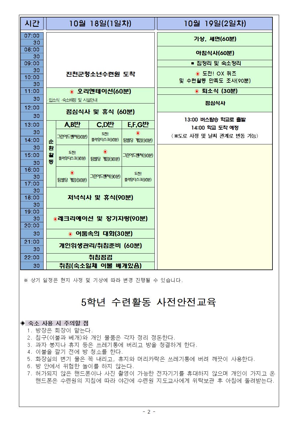 2023. 5학년 수련활동 준비사항 및 안전교육 안내문002