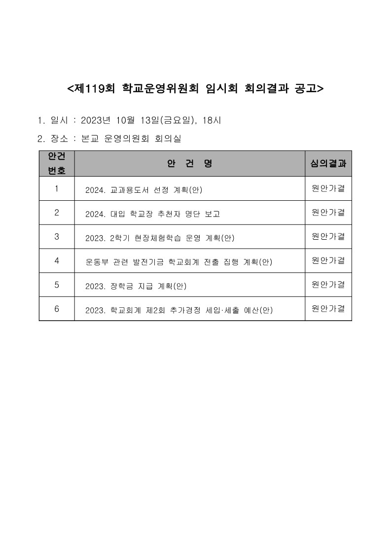 제119회 정기회 회의결과 공고_1