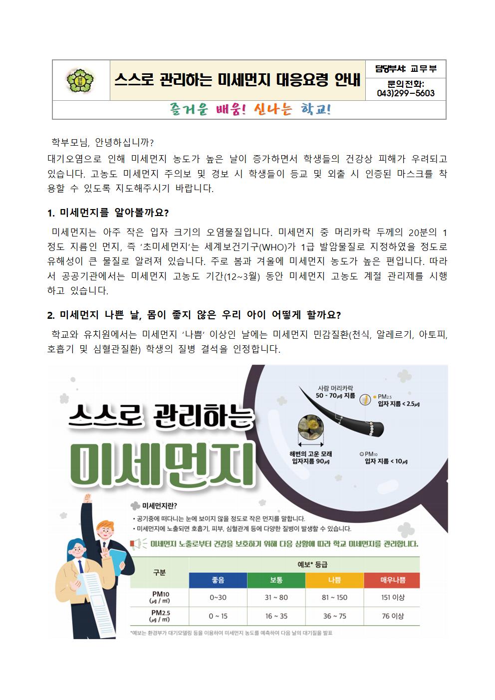 스스로 관리하는 미세먼지 대응 요령 안내문001