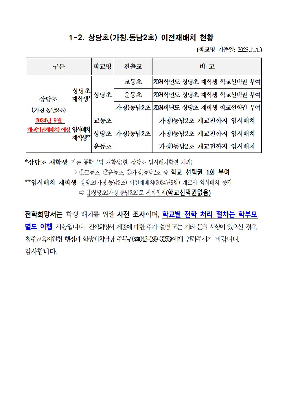 2024학년도 초등학교 학급 배정을 위한 전학 수요조사 안내문002