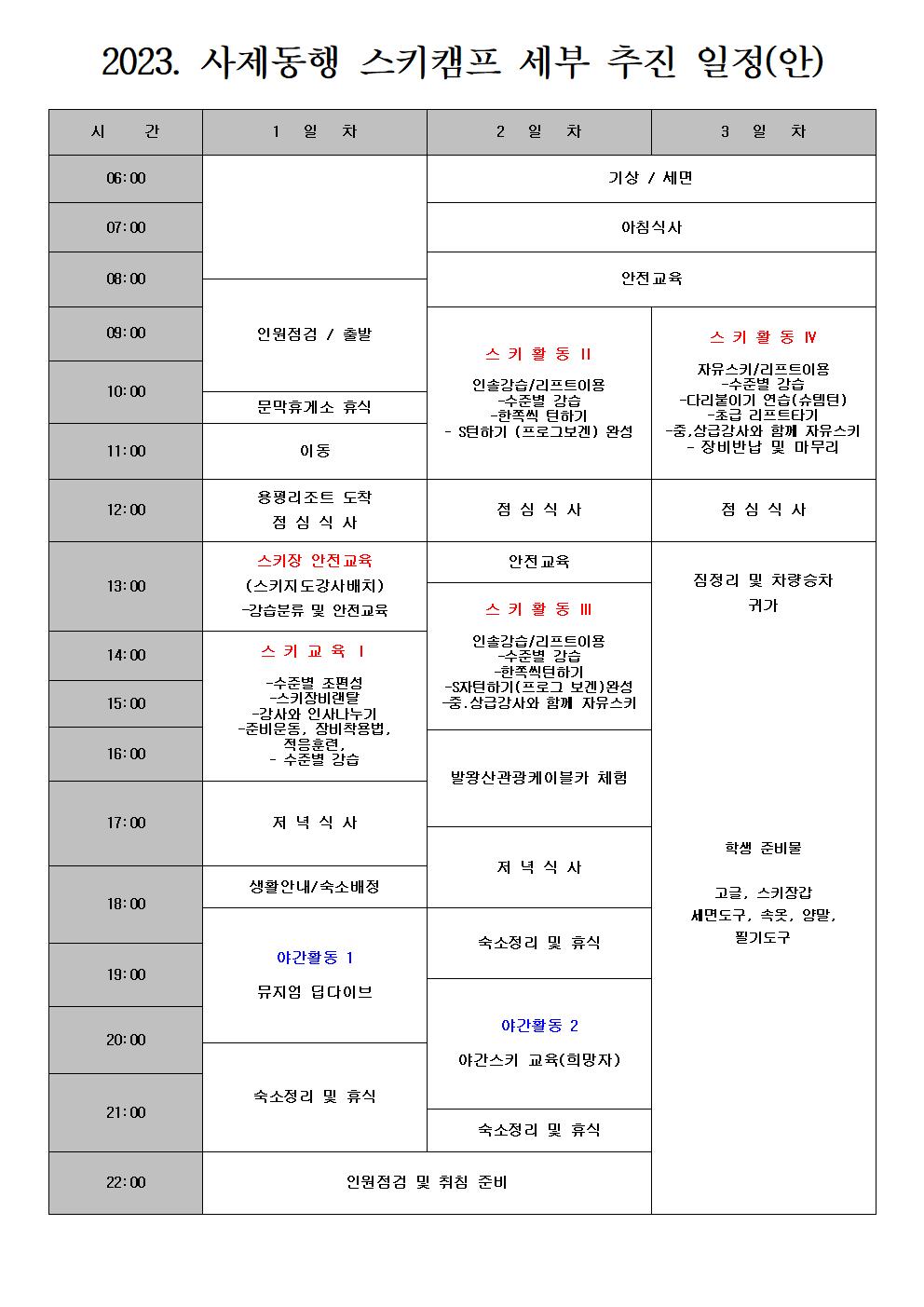 2023. 사제동행 스키캠프 안내 가정통신문002