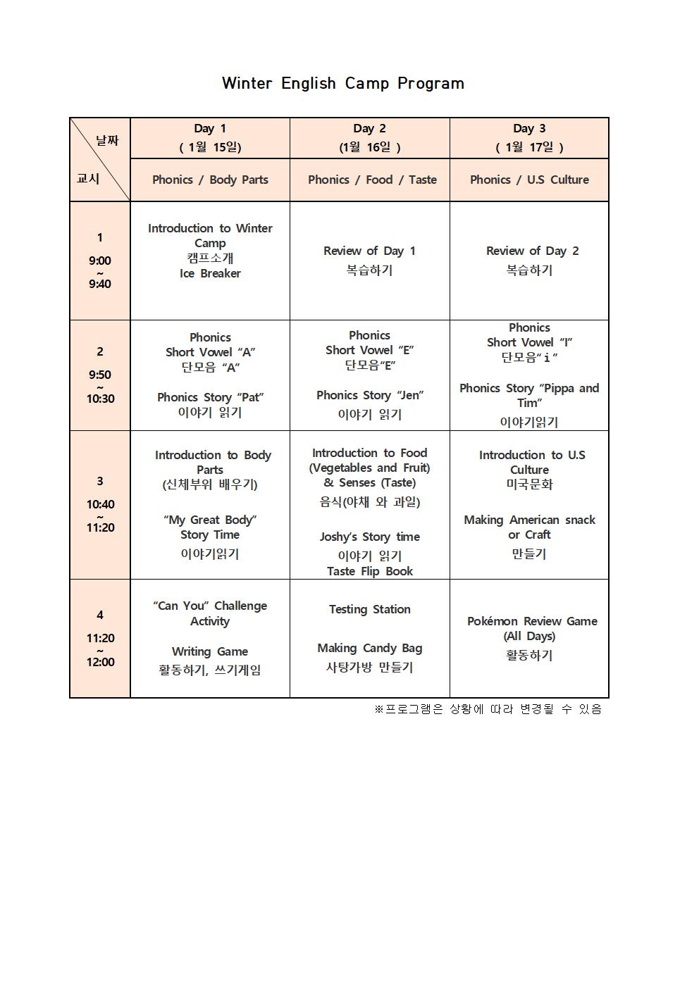 2023. 겨울방학 영어캠프 안내장002