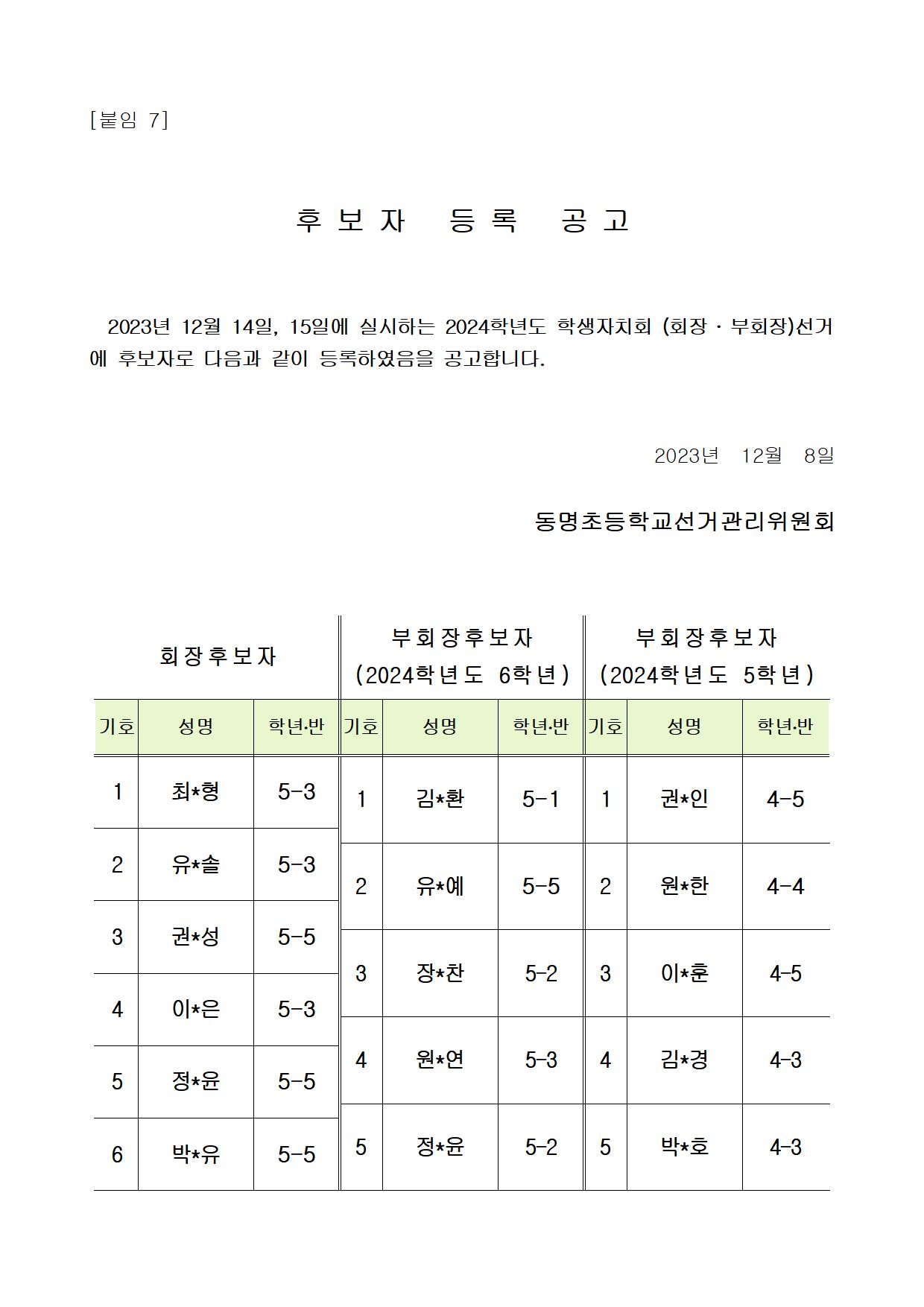 2023. 후보자 등록 공고001