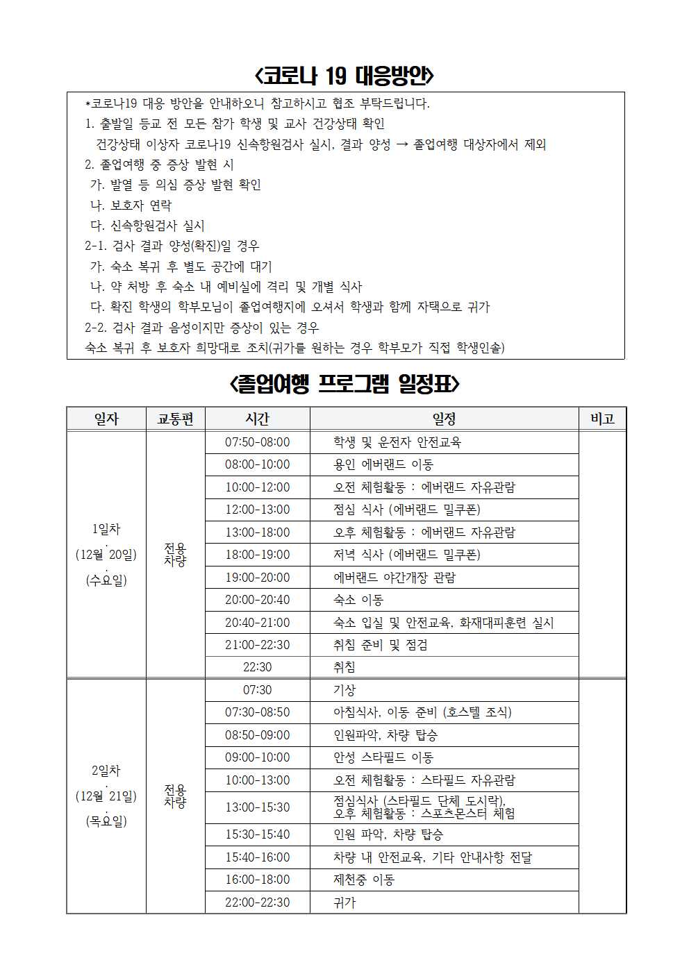 2023. 3학년 졸업여행 안내 가정통신문002