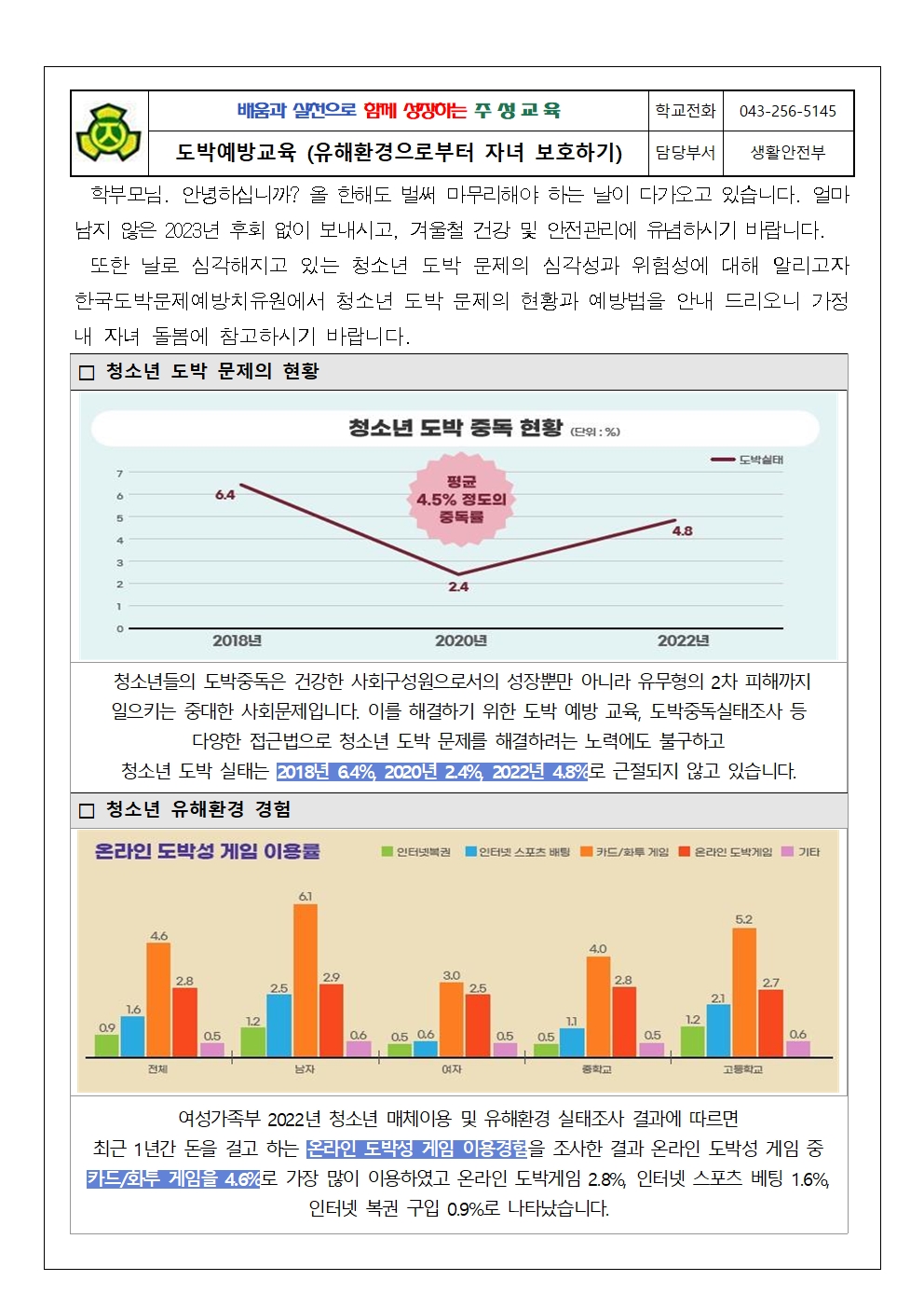 도박예방교육 가정통신문001