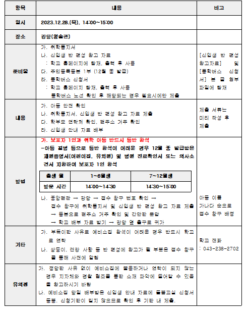 예비소집 표