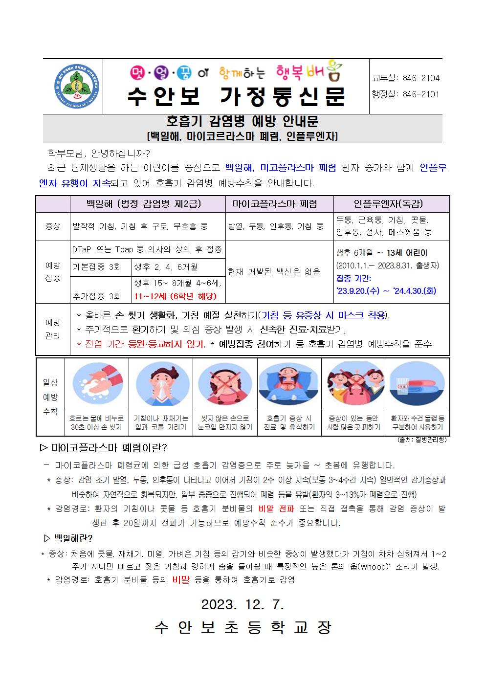 12월-감염병예방안내문(백일해, 마이코플라스마폐렴,인플루엔자)-231207