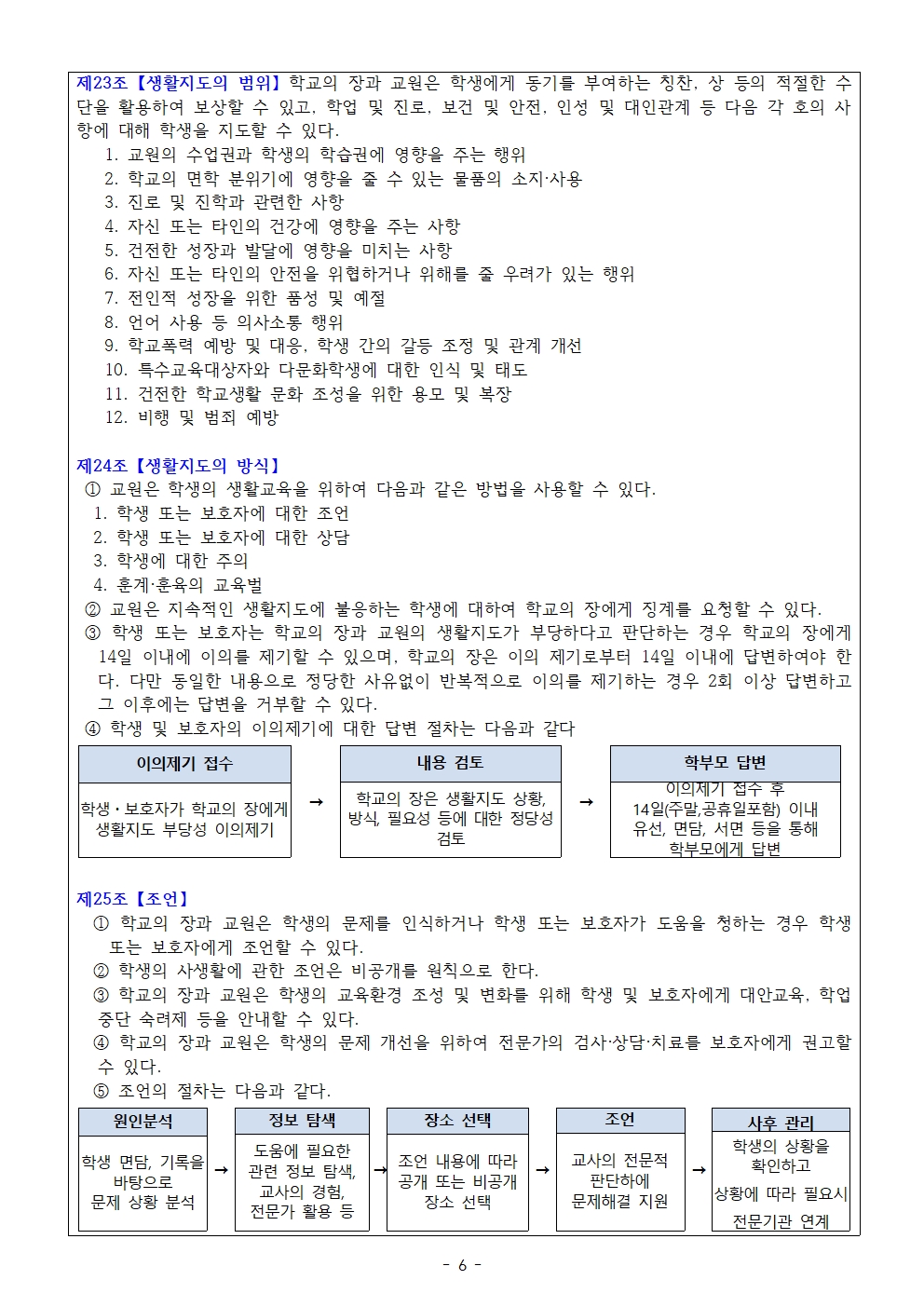 학생생활규정 개정 내용(의견 수렴용)006