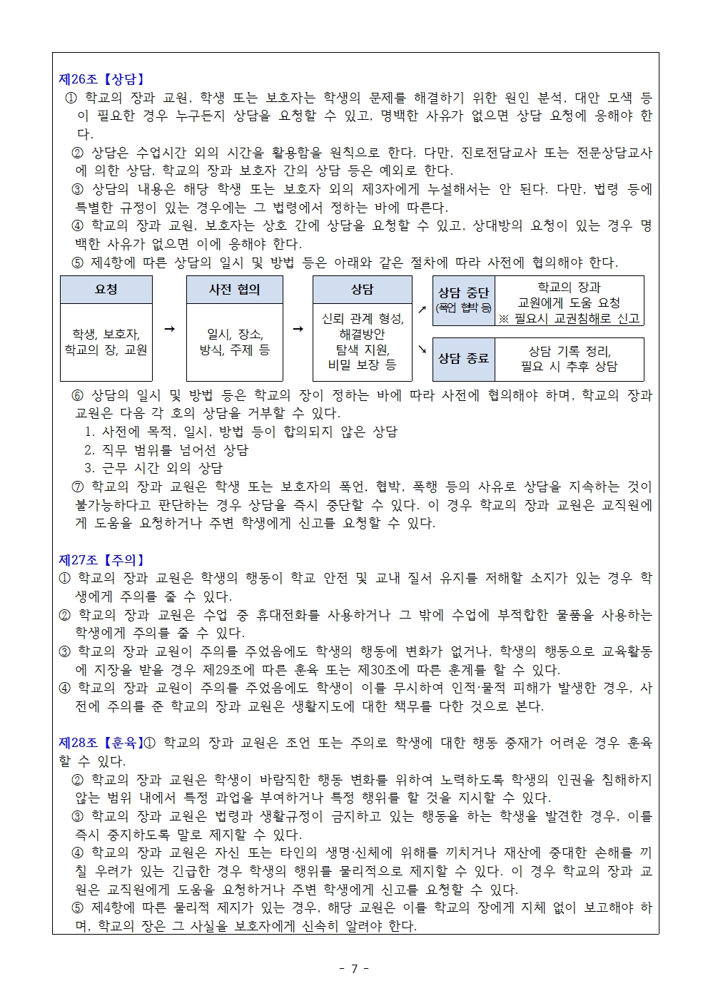 학생생활규정 개정 내용(의견 수렴용)007