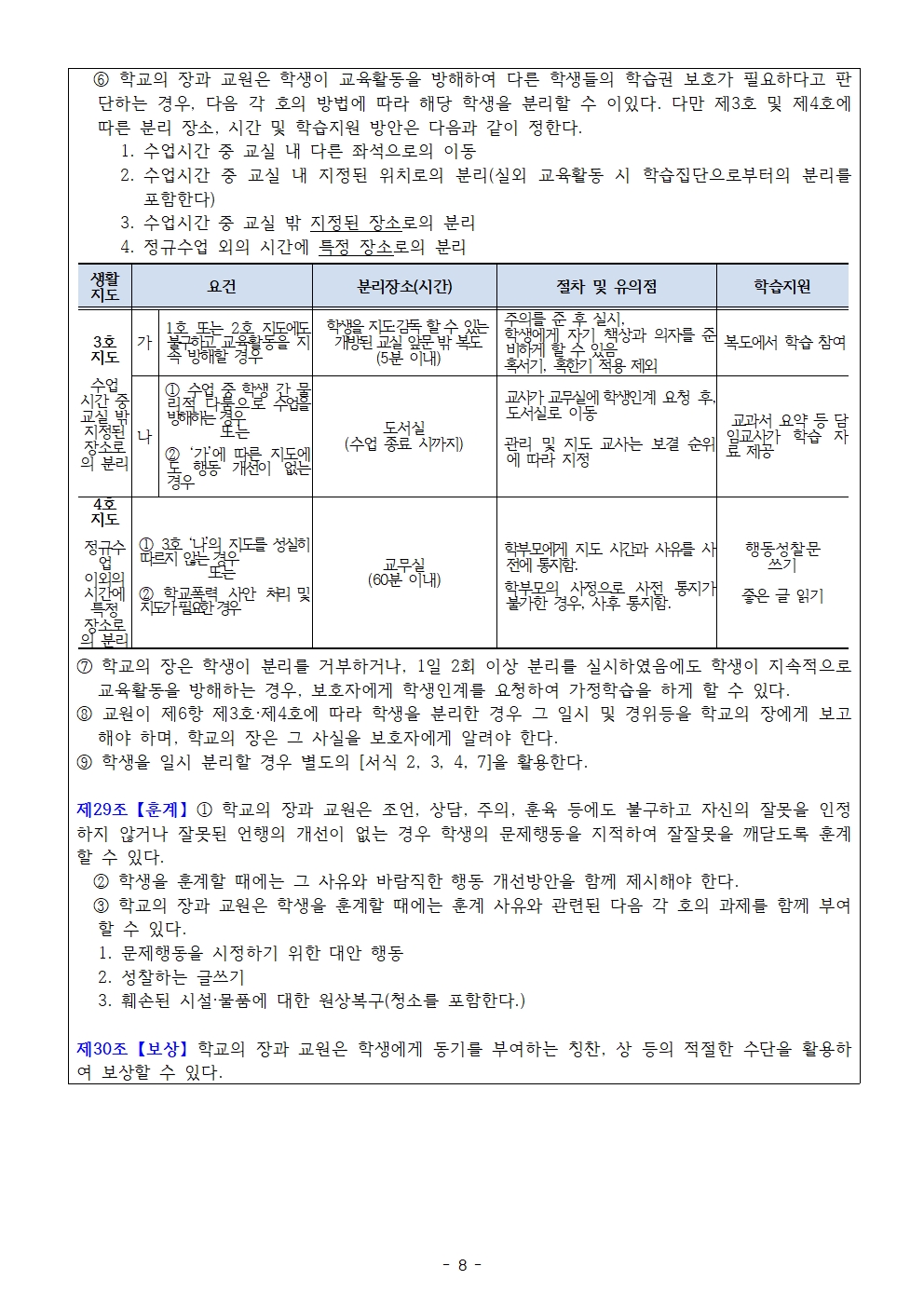 학생생활규정 개정 내용(의견 수렴용)008