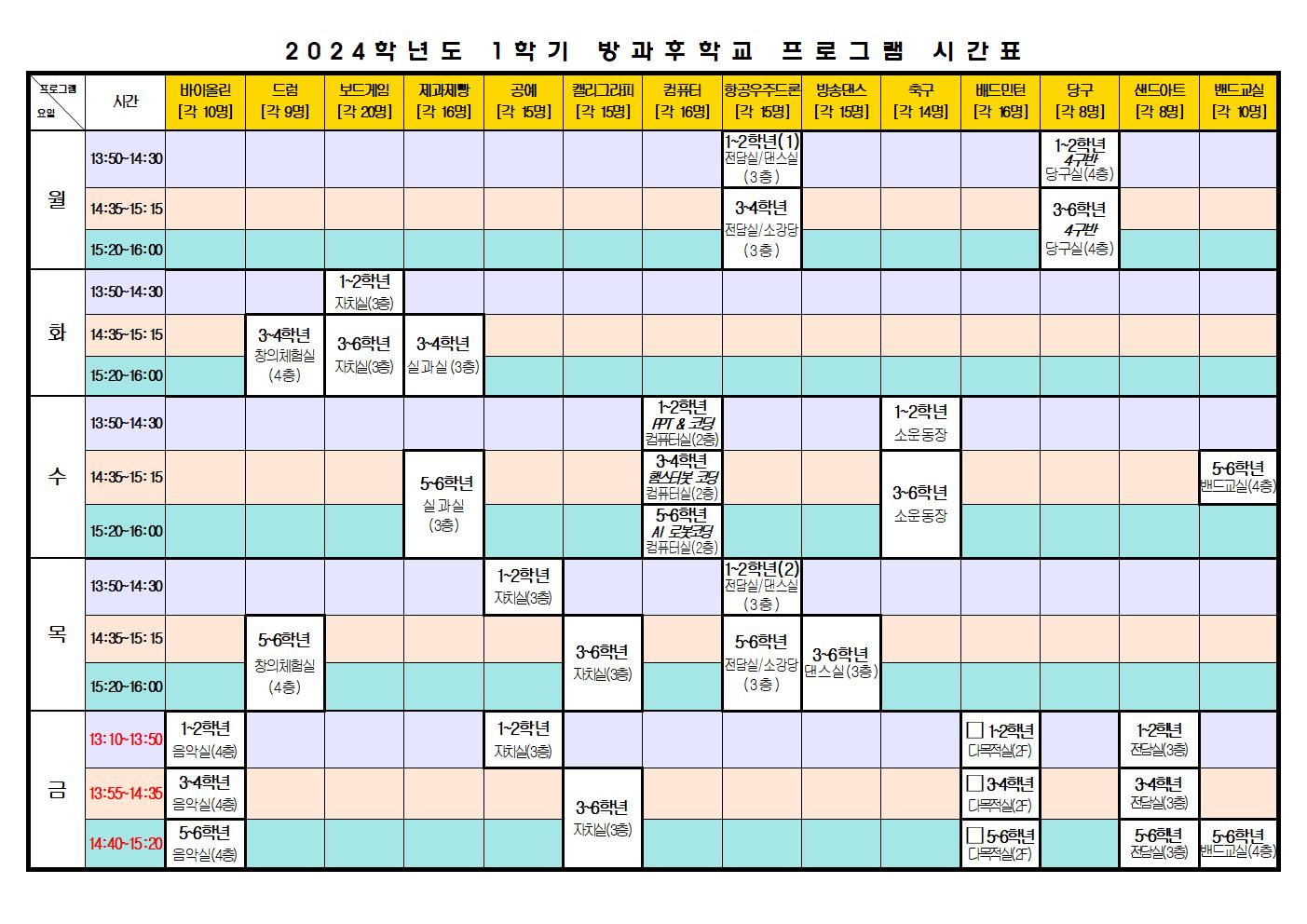 2024학년도 1학기 방과후학교 프로그램 수강 신청 안내 가정통신문002