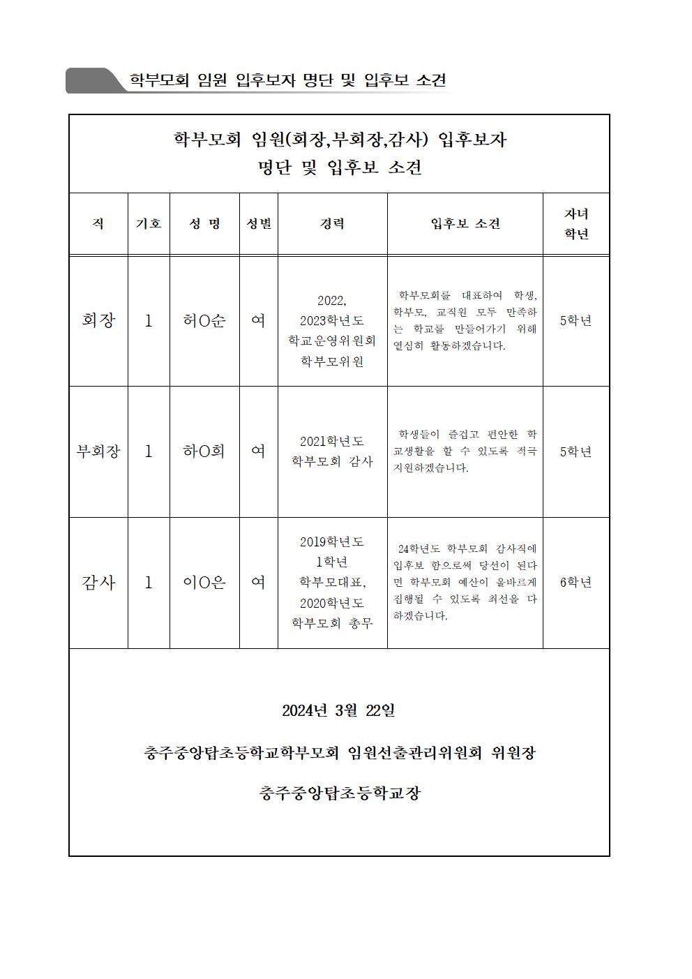 2024. 학부모회 임원 선거 및 입후보자 소견 안내 가정통신문002