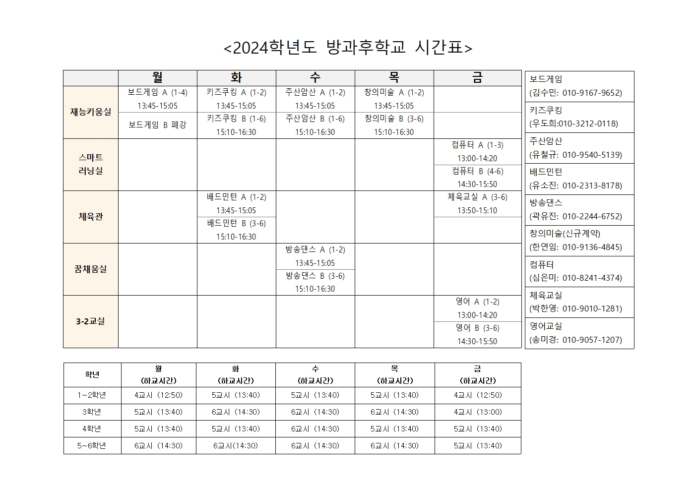 2024학년도 1학기 방과후학교 장소별 시간표001