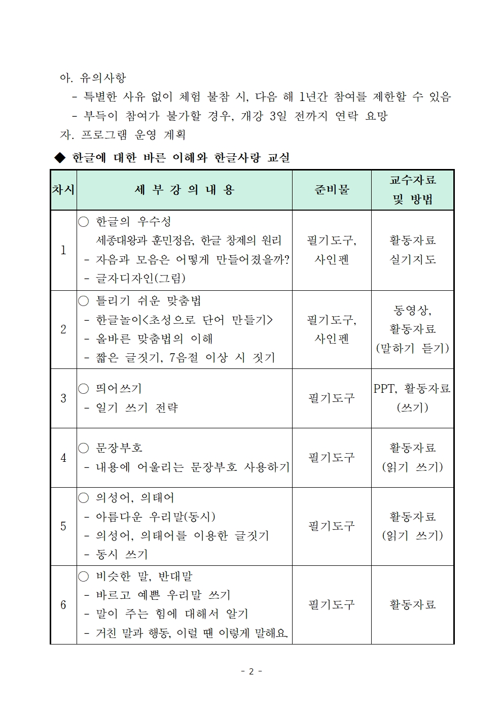 2024년 한글사랑관 상반기 상설체험 프로그램 계획003