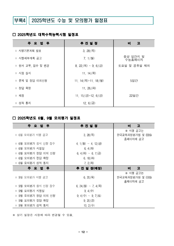 충청북도교육청 중등교육과_2025학년도 대학수학능력시험 시행기본계획 보도자료_12