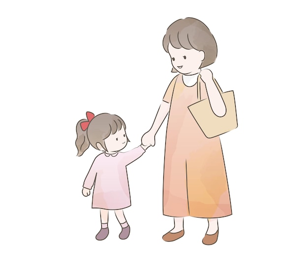 watercolor-mother-and-daughter-walking-hand-in-hand-vector-illustration-on-a-white-background_8130-957