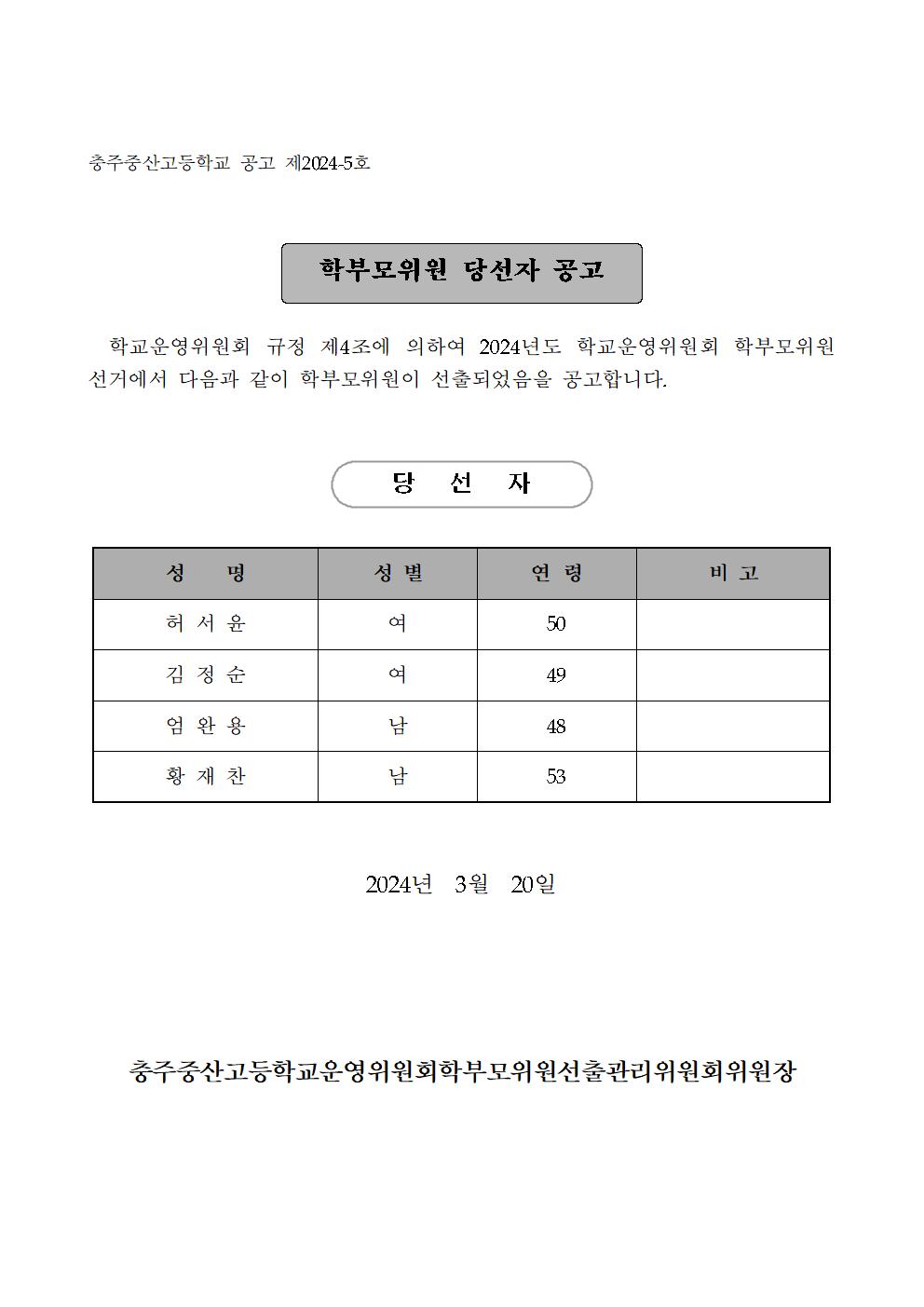 학부모위원당선공고문001