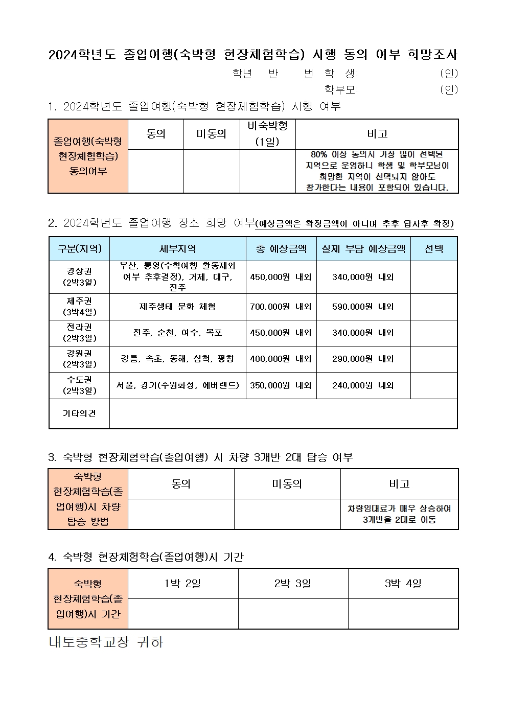 2024학년도 현장체험학습(졸업여행) 시행 동의 안내 가정통신문002