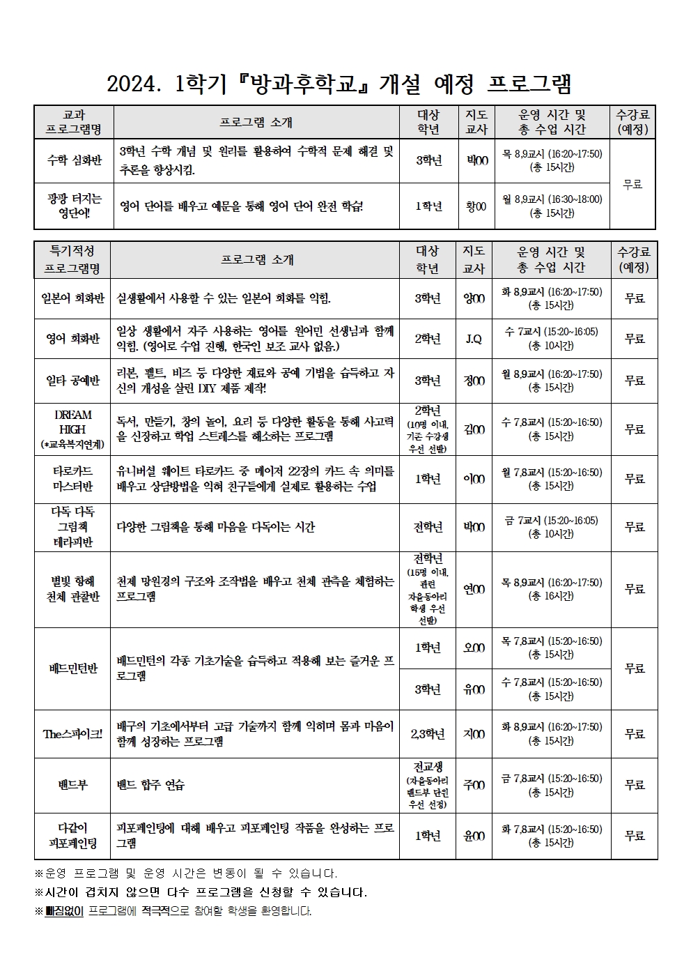 2024. 1학기 방과후학교 수강 신청 안내002