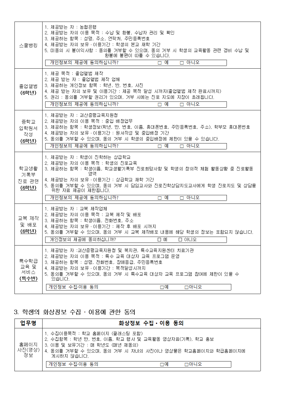 2024. 개인정보 수집·제공 및 이용 동의 안내(가정통신문)005