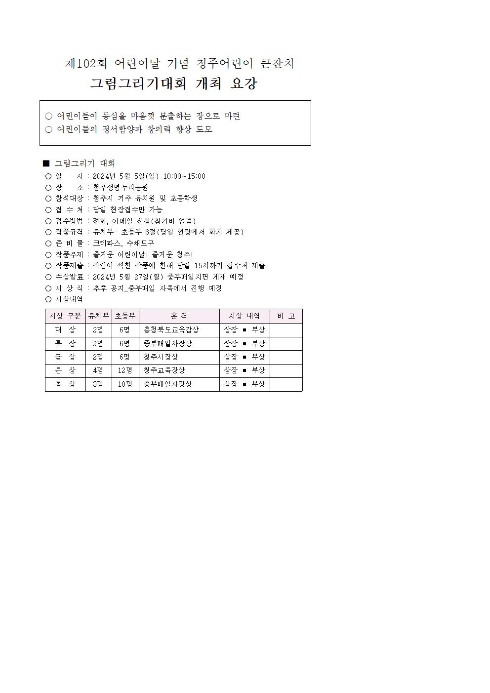 2024. 어린이날기념 그림그리기대회 개최 요강001