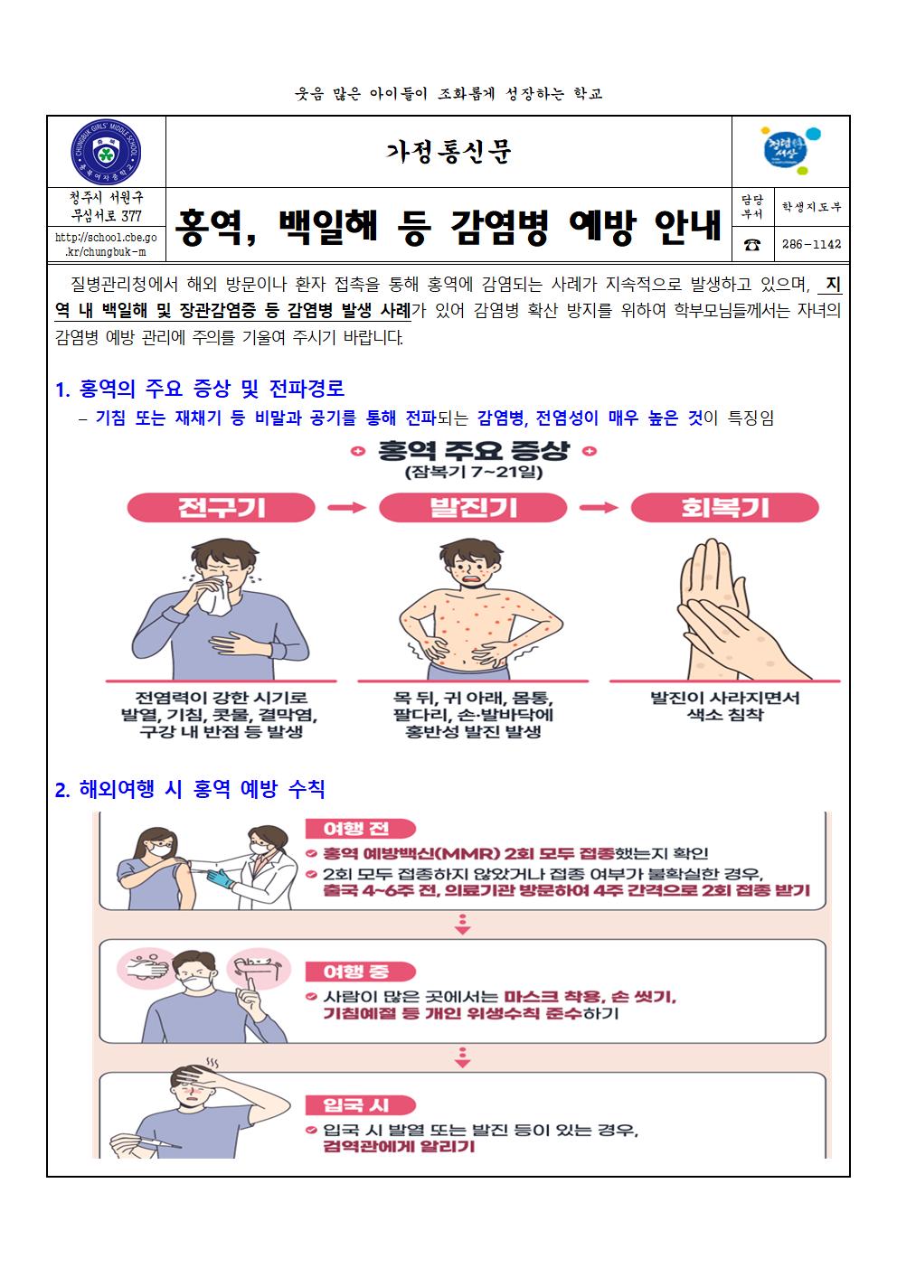 홍역, 백일해 등 감염병 예방 안내001