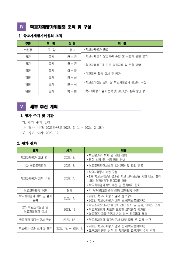 2023. 학교자체평가 계획_2