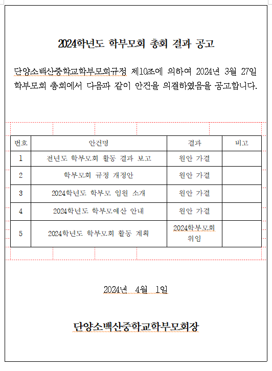 총회결과공고