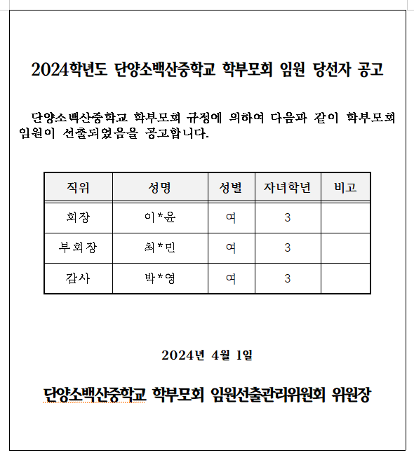 임원당선자공고