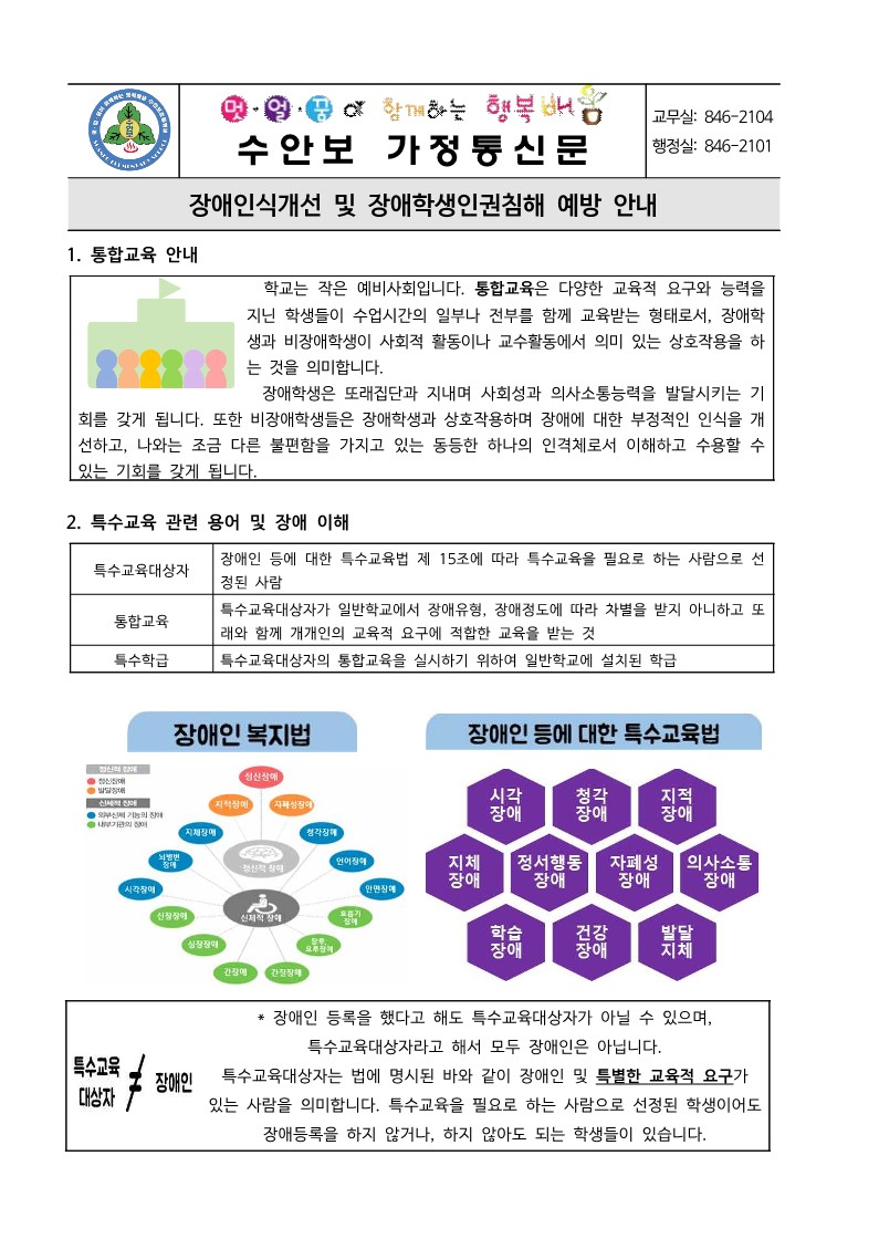 장애인식개선 및 장애학생인권침해 예방 안내 가정통신문_1