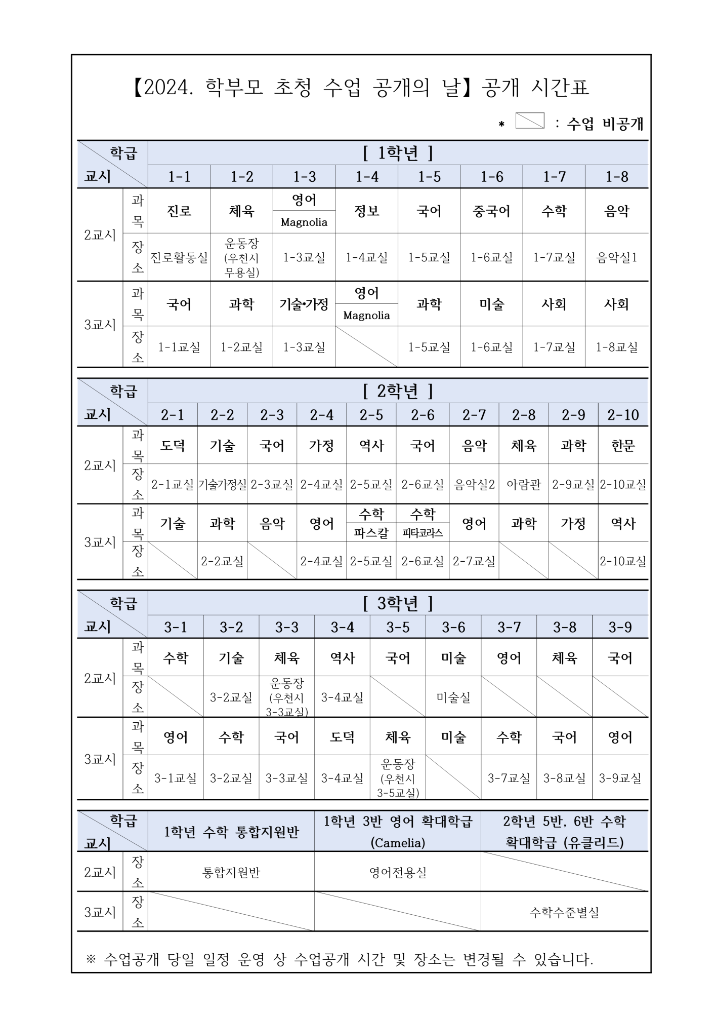 가정통신문(2024학년도 학부모 초청 수업공개의 날 안내)._2