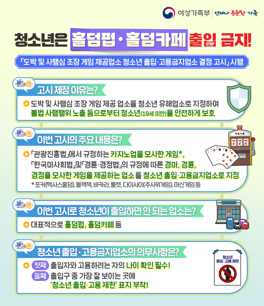 충청북도교육청 인성시민과_(웹포스터)_도박 및 사행심 조장 게임 제공업소 청소년 출입고용금지업소 결정 고시