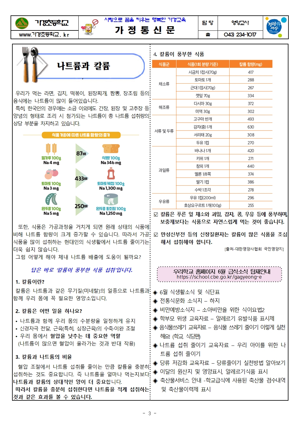 6월 식단표 및 식생활정보 안내 가정통신문003