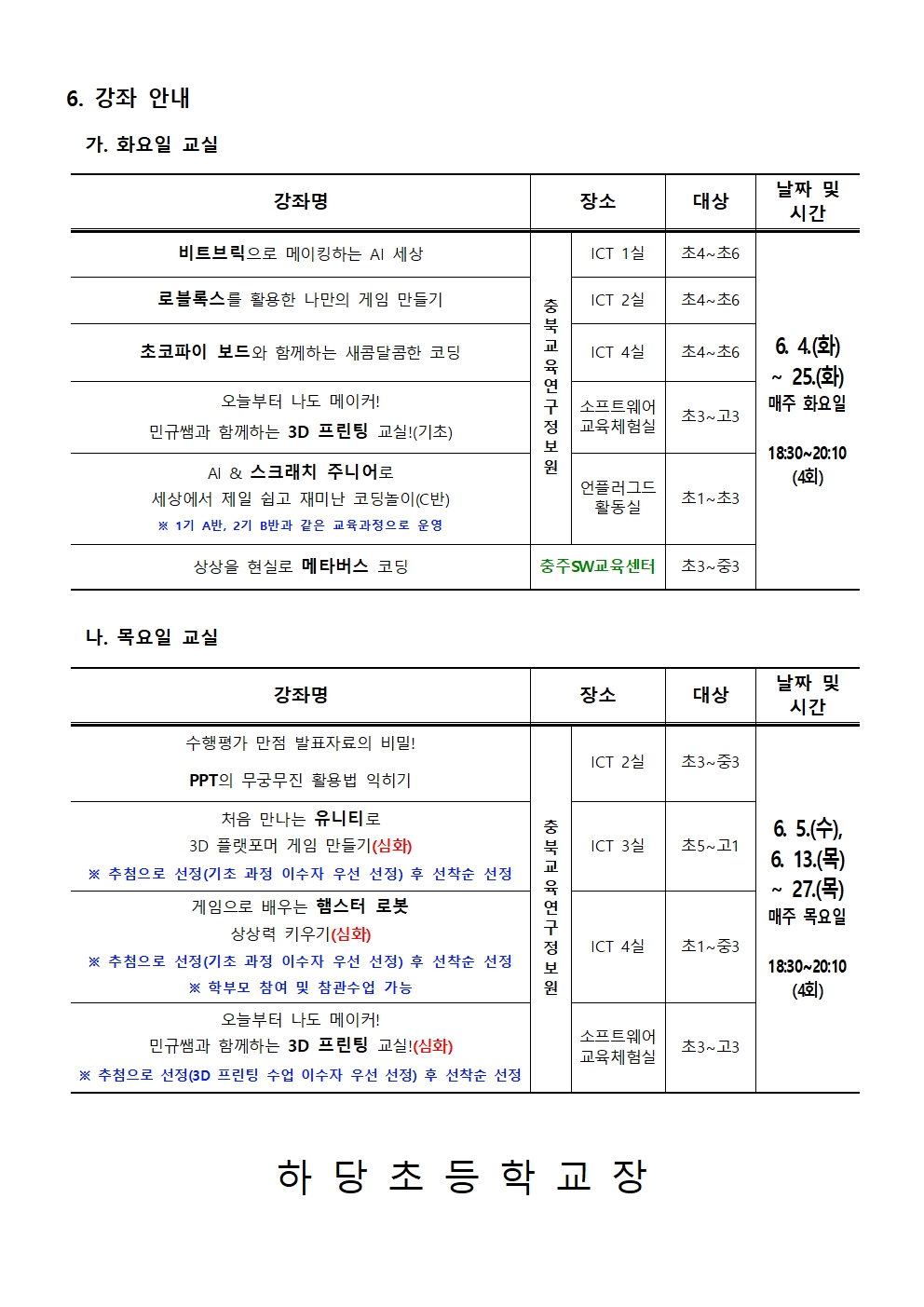 충청북도교육연구정보원 정보교육부_[붙임] 2024. 하굣길 SW·AI 교실(3기) 운영 안내문002