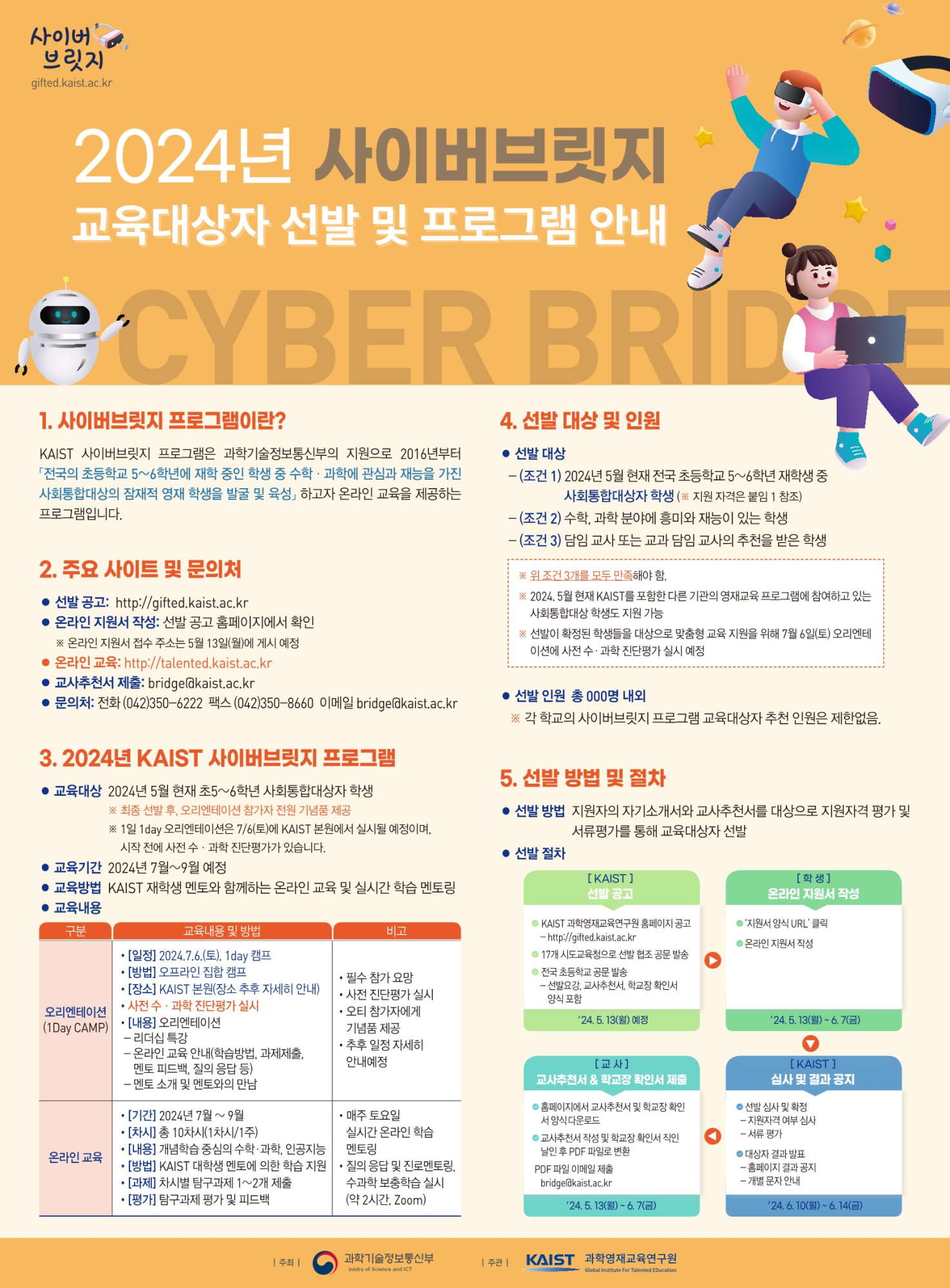 한국과학기술원(kaist) 영재정책센터_첨부2_ 2024 KAIST 사이버브릿지 프로그램 선발 포스터_1