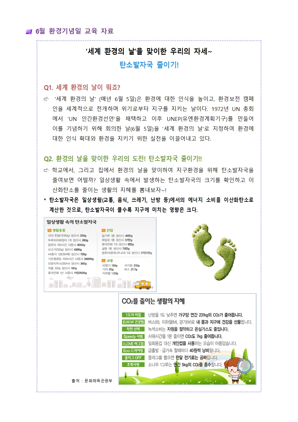 2024. 환경기념일 안내 및 탄소중립 생활 실천 캠페인 가정통신문002