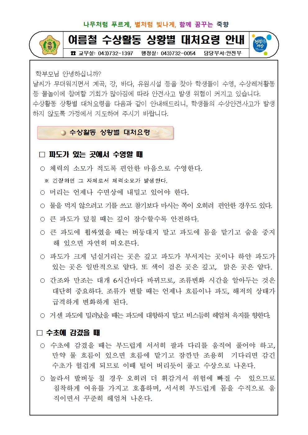 여름철 수상활동 상황별 대처요령 안내001