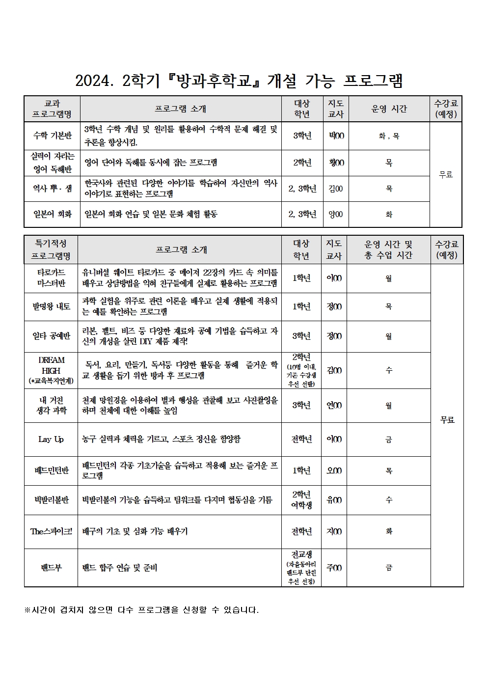 2024. 2학기 방과후학교 프로그램 선호도 조사 안내002