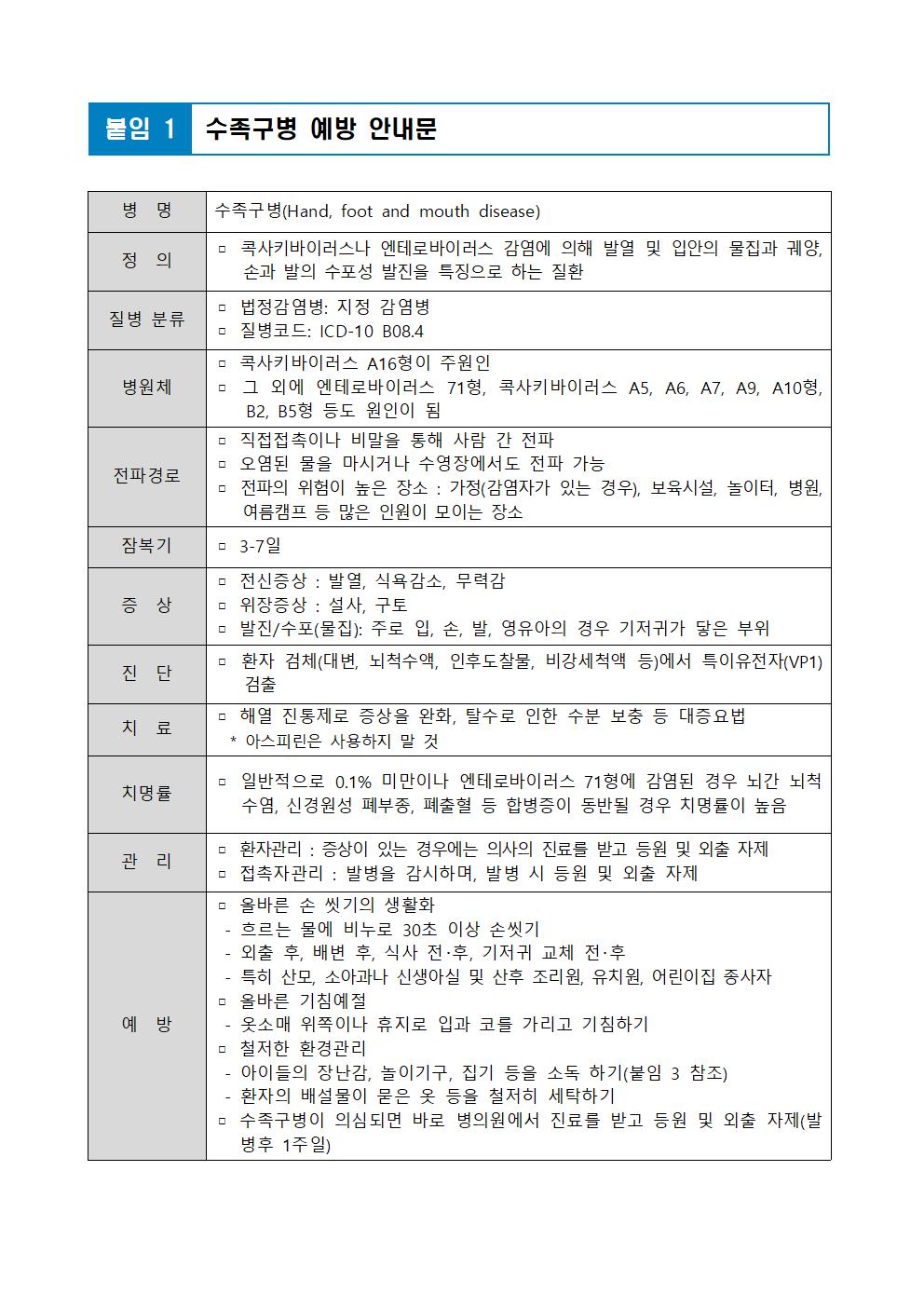 수족구병 예방 안내자료001