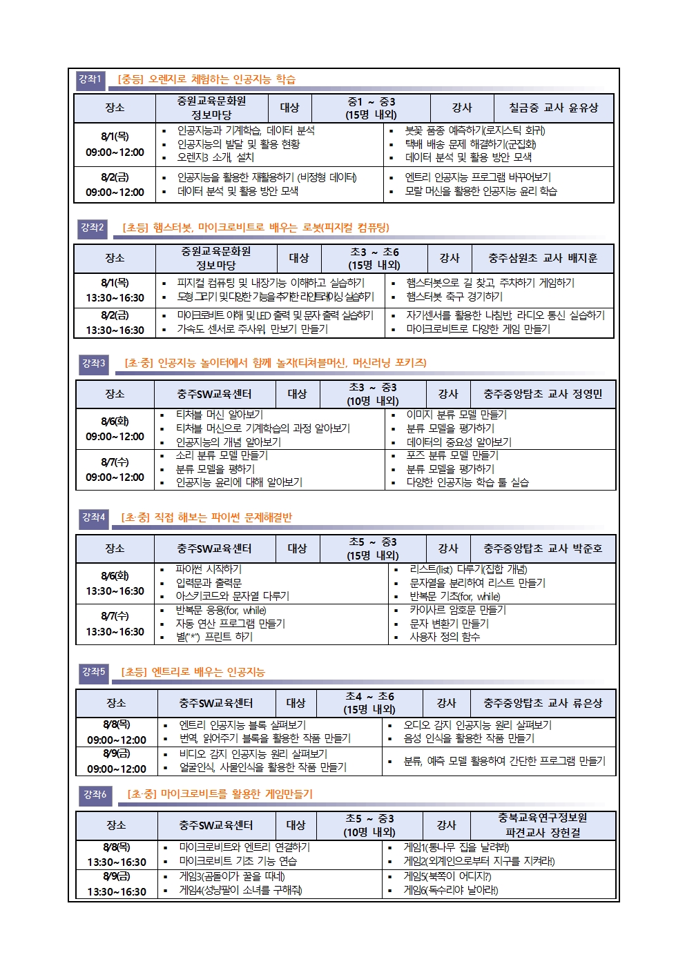 2024. 여름방학 SW, AI 영재교실 안내 가정통신문002