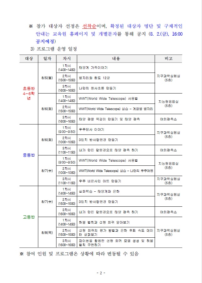 2024. 나로 우주탐구교실 운영2