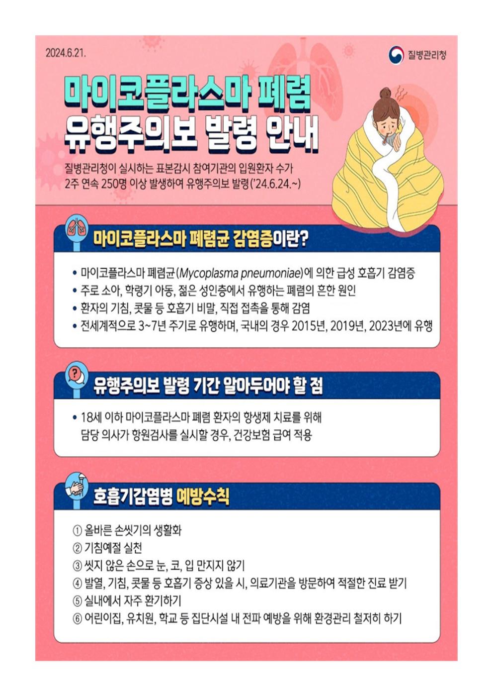 마이코플라스마 폐렴 및 백일해 등 호흡기 감염병 예방수칙 안내003