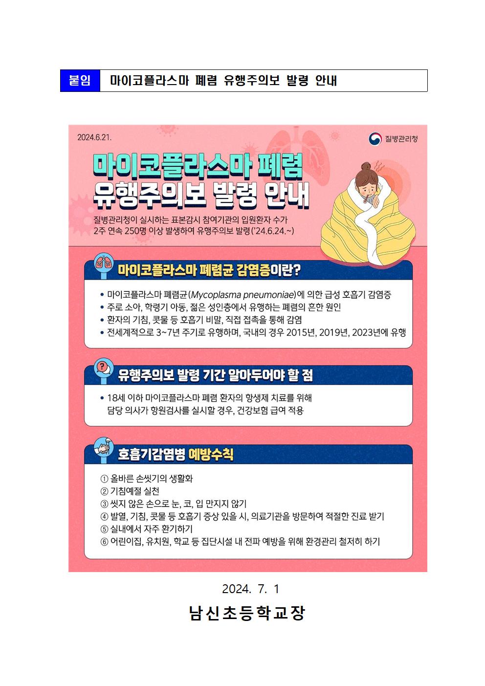 마이코플라즈마 폐렴균 감염증 유행주의보 발령 안내003