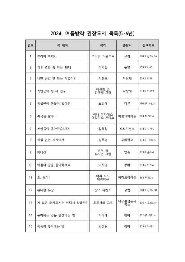 2024.여름방학 권장도서 목록(고학년)_1