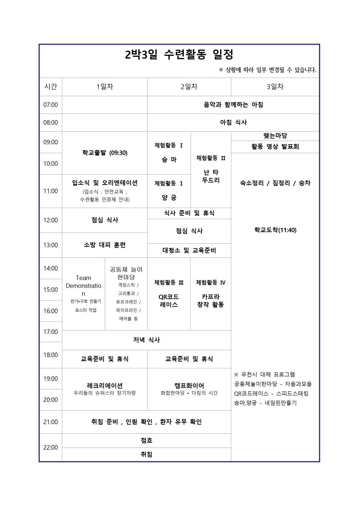 2024학년도 1학년 수련활동 참가 신청  및 개인정보 활용 동의서002