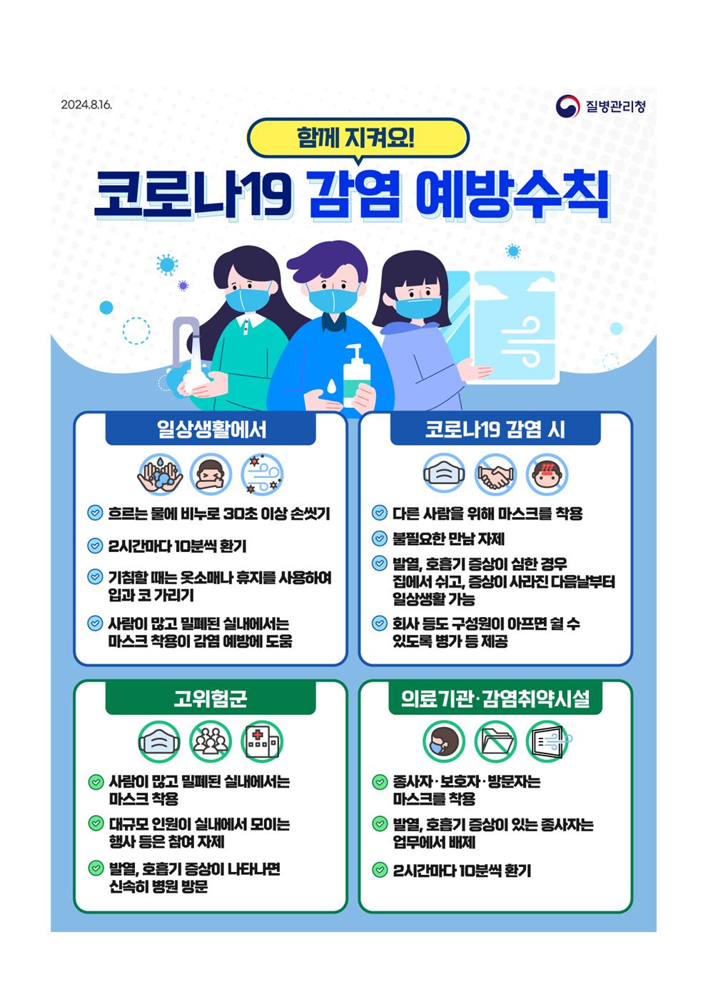 2024. 개학 후 코로나19 감염 예방수칙 안내문002